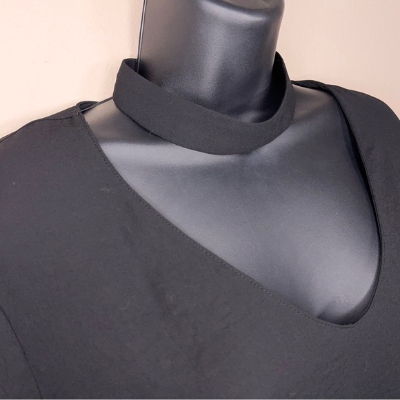 Large Ana Black Collar Style Blouse Flowy Chiffon 3/4 Sleeve Goth - Picture 6 of 14